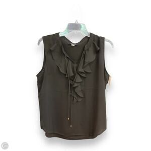 Tommy Hilfiger Black Ruffle Front Sleeveless Blouse Large